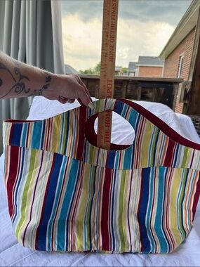 Striped Multi-Color Tote Bag